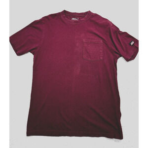 Dickies Mens Medium Shirt Red Burgundy Pocket Pullover Crew Neck Short Sleeve